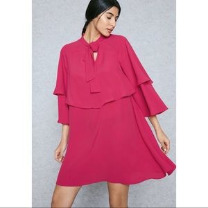 Beautiful tie neck Mango dress in color fuschia
